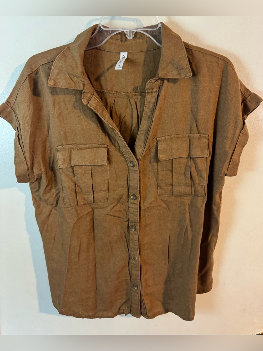 Brand New Zenana Outfitters Short-Sleeve Button Front Shirt
